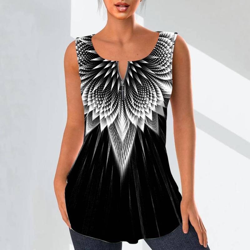 Damenmode V-Ausschnitt Shirts Casual Tops T-Shirt Damen 3D Blue Beam Print Weste Plus Size Ärmellose Bluse Tank Tops XL von Joom DACH