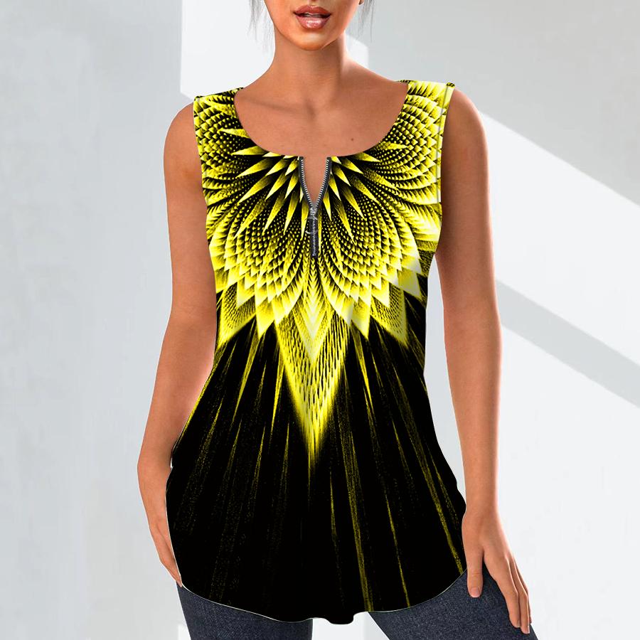 Damenmode V-Ausschnitt Shirts Casual Tops T-Shirt Damen 3D Blue Beam Print Weste Plus Size Ärmellose Bluse Tank Tops XL von Joom DACH