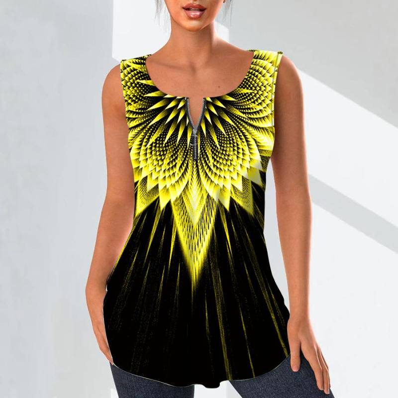 Damenmode V-Ausschnitt Shirts Casual Tops T-Shirt Damen 3D Blue Beam Print Weste Plus Size Ärmellose Bluse Tank Tops XL von Joom DACH