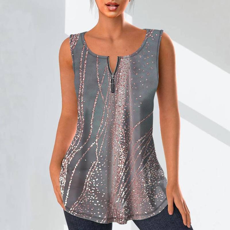 Damenmode V-Ausschnitt Shirts Casual Tops T-Shirt Damen 3D Flash Diamond Pattern Print Weste Plus Size Ärmellose Bluse Tank Tops 2XL rot von Joom DACH