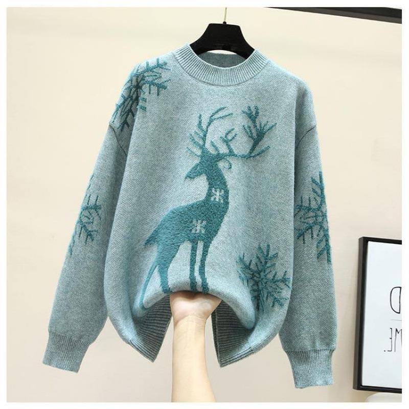 Damenmode Weihnachten Locker gestrickte Pullover für Damen Pullover Herbst Winter Warm Plüsch Lässige Strickpullover 3XL von Joom DACH