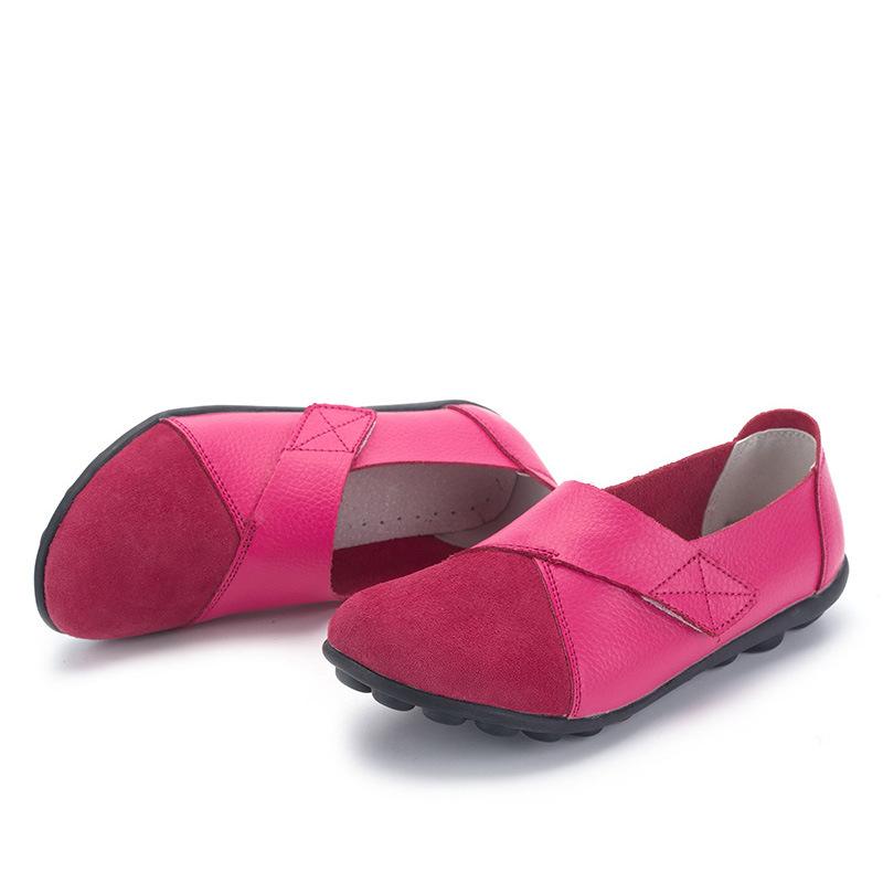 Damenschuhe, Halbschuhe, Loafer, weiches Echtleder, Freizeitschuhe, große Größe 35-44, Mokassin, Bootsschuhe für Damen, Haken- und Schleife, De Mujer 42 rosa von Joom DACH