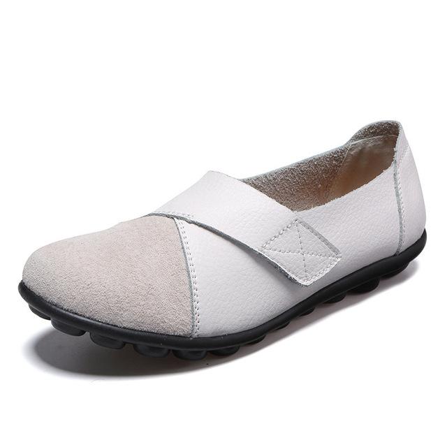 Damenschuhe, Halbschuhe, Loafer, weiches Echtleder, Freizeitschuhe, große Größe 35-44, Mokassin, Bootsschuhe für Damen, Haken- und Schleife, De Mujer 43 weiß von Joom DACH
