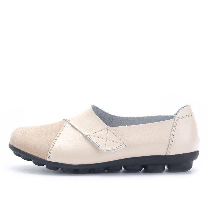 Damenschuhe, Halbschuhe, Loafer, weiches Echtleder, Freizeitschuhe, große Größe 35-44, Mokassin, Bootsschuhe für Damen, Haken- und Schleife, De Mujer 45 beige von Joom DACH