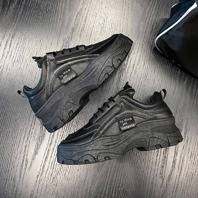 Damenschuhe Frühling Neue Papa-Schuhe Damen Casual Dickbesohlte Erhöhte Schuhe Studenten All-Match-Sportschuhe Trend 40 schwarz von Joom DACH