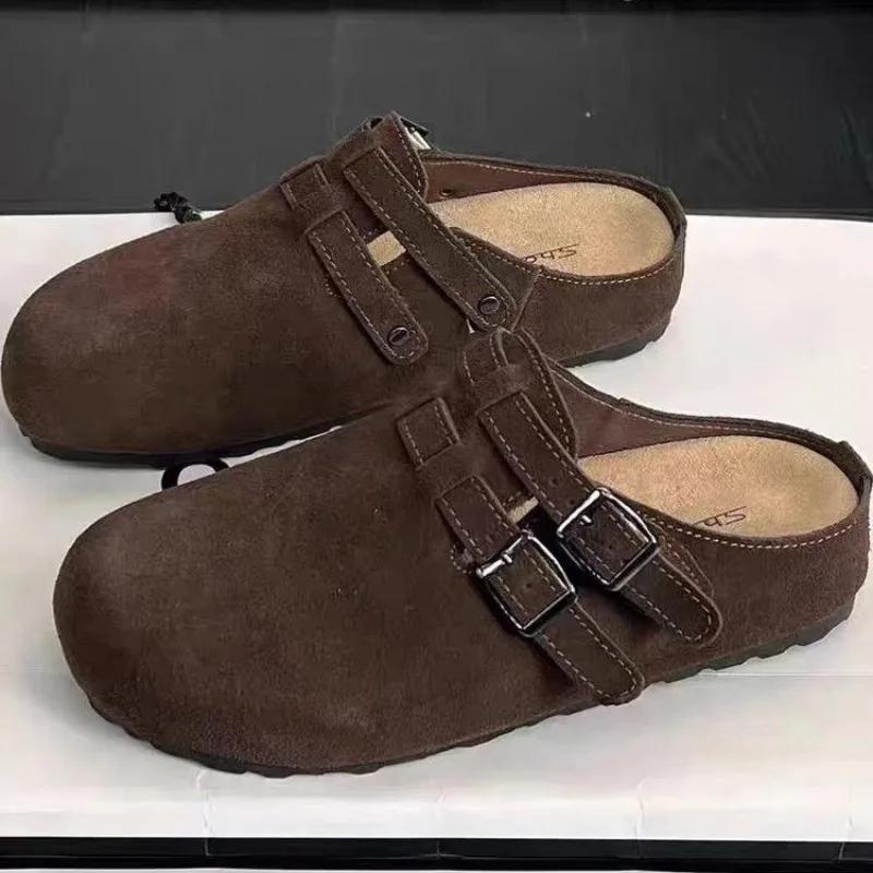 Damenschuhe Geschlossene Zehen Damen Hausschuhe Mode Gürtelschnalle Lässige Hausschuhe Damen Heißer Verkauf Solide Flache Hausschuhe 39 von Joom DACH