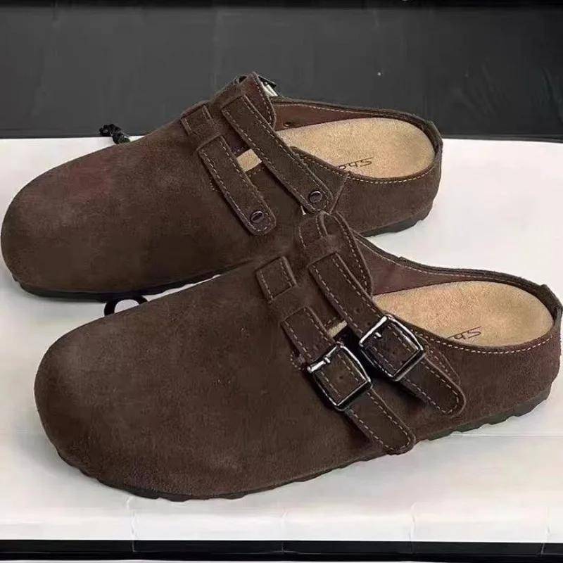 Damenschuhe Geschlossene Zehen Damen Hausschuhe Mode Gürtelschnalle Lässige Hausschuhe Damen Heißer Verkauf Solide Flache Hausschuhe 39 von Joom DACH