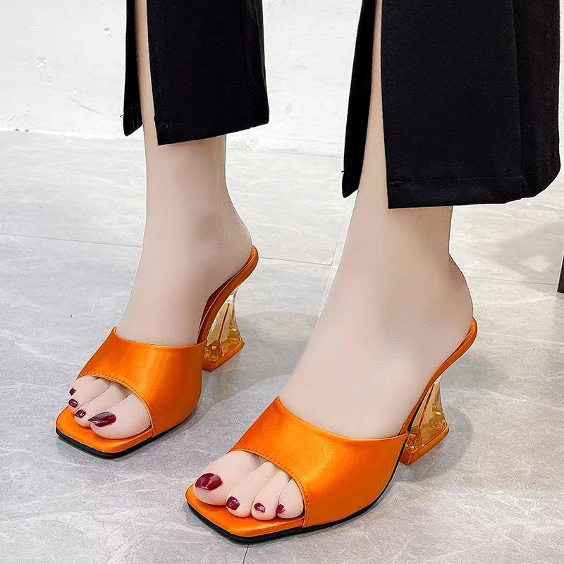 Damenschuhe Heißer Verkauf Basic Damen Hausschuhe Mode Peeptoe Kleiderhausschuhe Damen Sommer Übergröße Absätze Damen 36 orange von Joom DACH