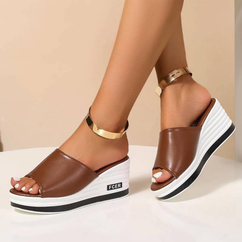 Damenschuhe Heißer Verkauf Offene spitze Damen Hausschuhe Mode Plus Size Casual Hausschuhe Frauen Neue Leopardenmuster Keil Hausschuhe 42 von Joom DACH