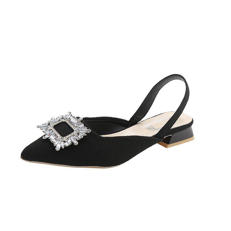 Damenschuhe Heißer Verkauf Spitzschuh Damenpumps Ein-Wort-Schnalle Hohe Absätze Quadratischer Absatz Einfarbige Sandaletten mit Absatz Damen 42 schwarz von Joom DACH