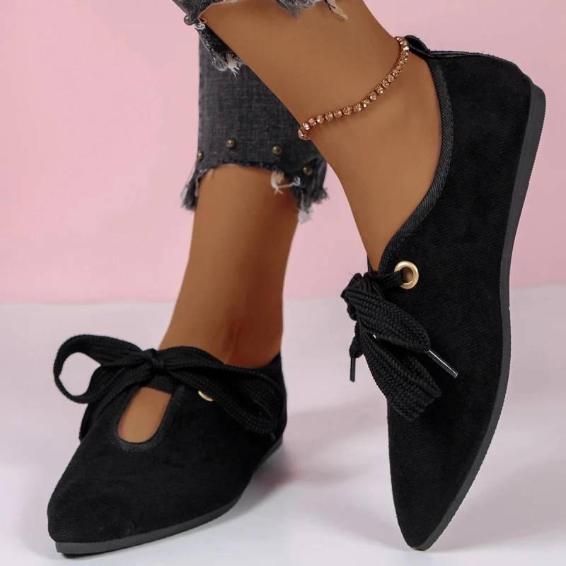 Damenschuhe Herbst Spitz Ballerinas Damen Flats Casual Soft Bottom Flache Schuhe Weibliche Flache Elegante Schnürschuhe 43 schwarz von Joom DACH