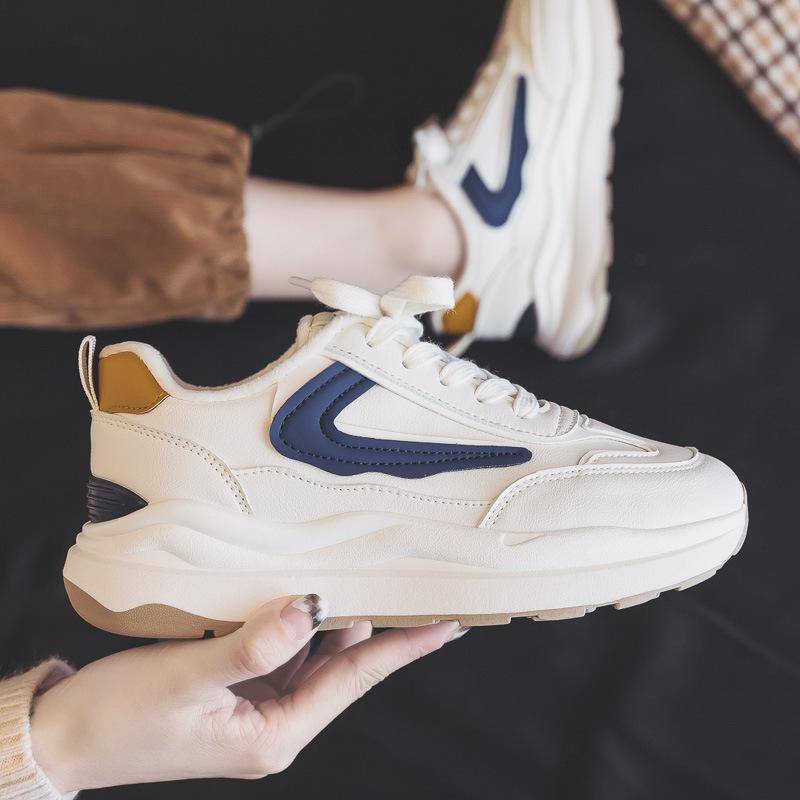 Damenschuhe Herbst und Winter Leder Weiße Schuhe Damen Ins Trendige Sneaker Studenten Casual Plateau Argan Schuhe 40 von Joom DACH