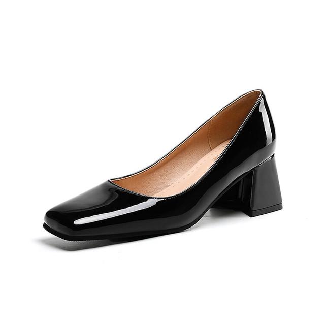 Damenschuhe Neue Lackleder-Design High Heels für Damen Arbeitsschuhe Schuhe für Damen Klobige Absätze 48 von Joom DACH