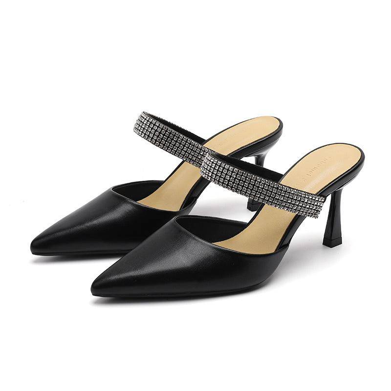 Damenschuhe Pendler Strass Fesselriemchen Stilettos Sandalen Damen Professionelles Temperament Spitze High Heels 36 von Joom DACH