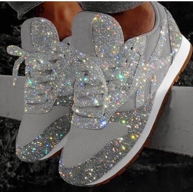 Damenschuhe Trend 2024 Sneakers Glitzer Damen Vulkanisierte Schuhe Weibliche Körpergröße Erhöhen Chunky Sneaker Laufschuhe Funkelnde Schuhe 39 silber von Joom DACH