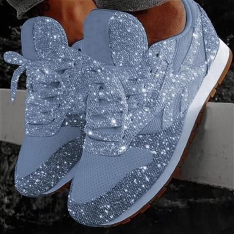 Damenschuhe Trend 2024 Sneakers Glitzer Damen Vulkanisierte Schuhe Weibliche Körpergröße Erhöhen Chunky Sneaker Laufschuhe Funkelnde Schuhe 41 navy blau von Joom DACH