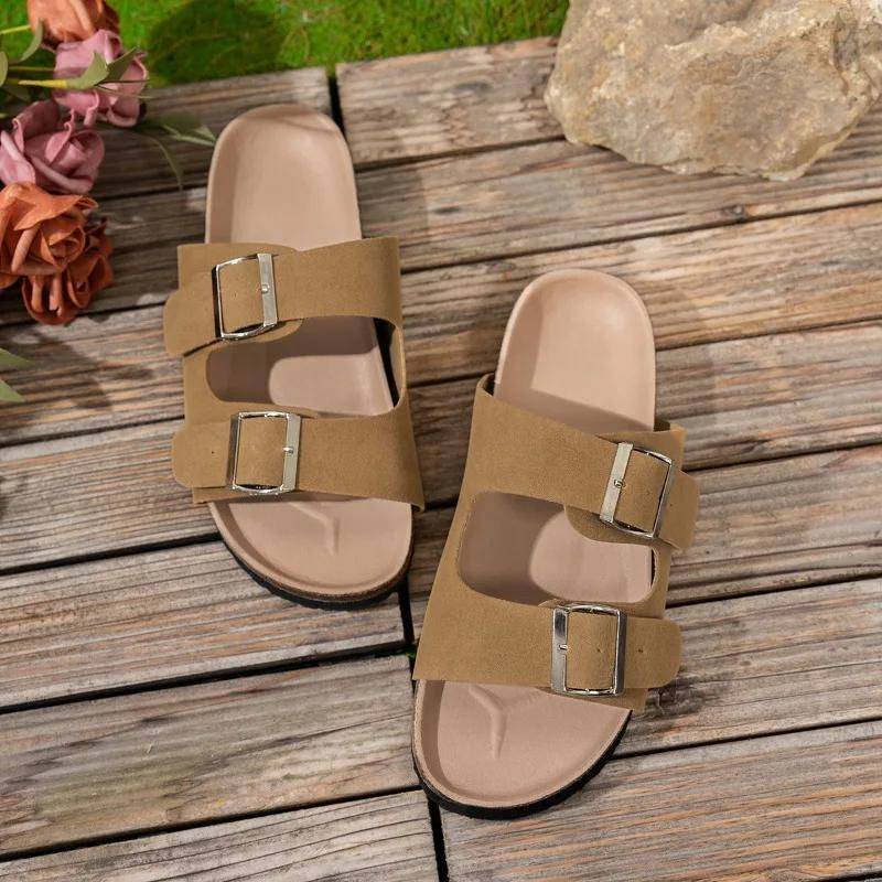 Damenschuhe Zehenfrei Damen Hausschuhe Mode Gürtelschnalle Lässige Hausschuhe Damen Sommer Übergröße Flache Hausschuhe 43 kamelfarben von Joom DACH