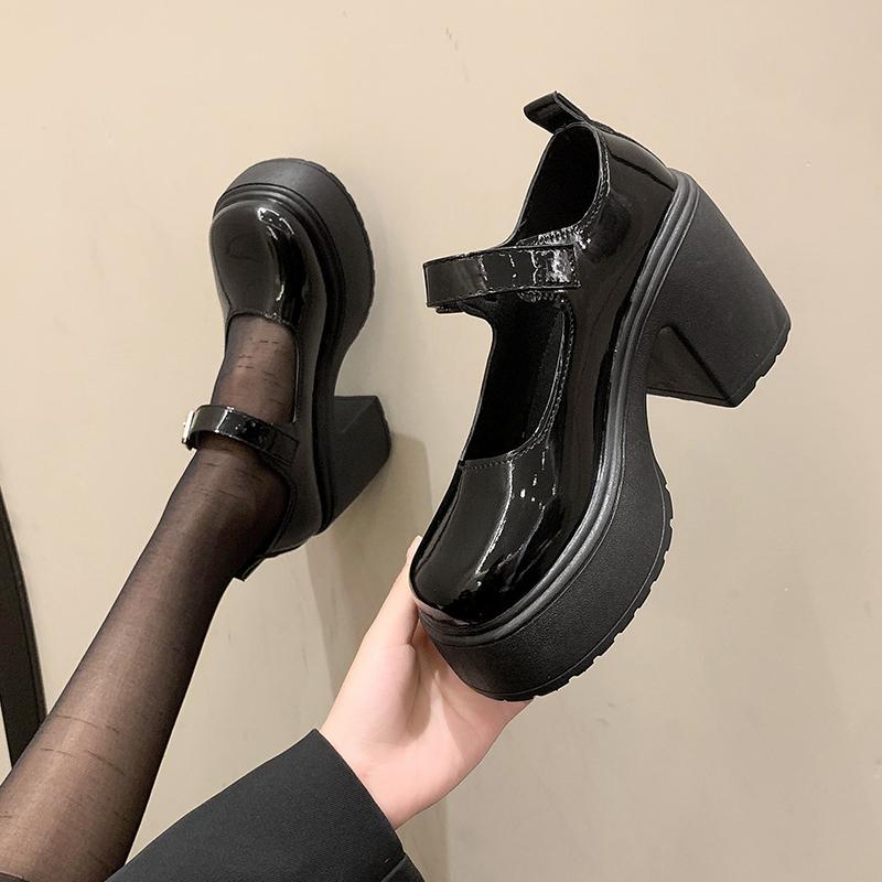 Damenschuhe mit Plateau, runder Zehenbereich, High Heels mit Schnallenriemen, Mary Jane, Partyschuhe mit Gothic-Absatz für Damen 40 von Joom DACH