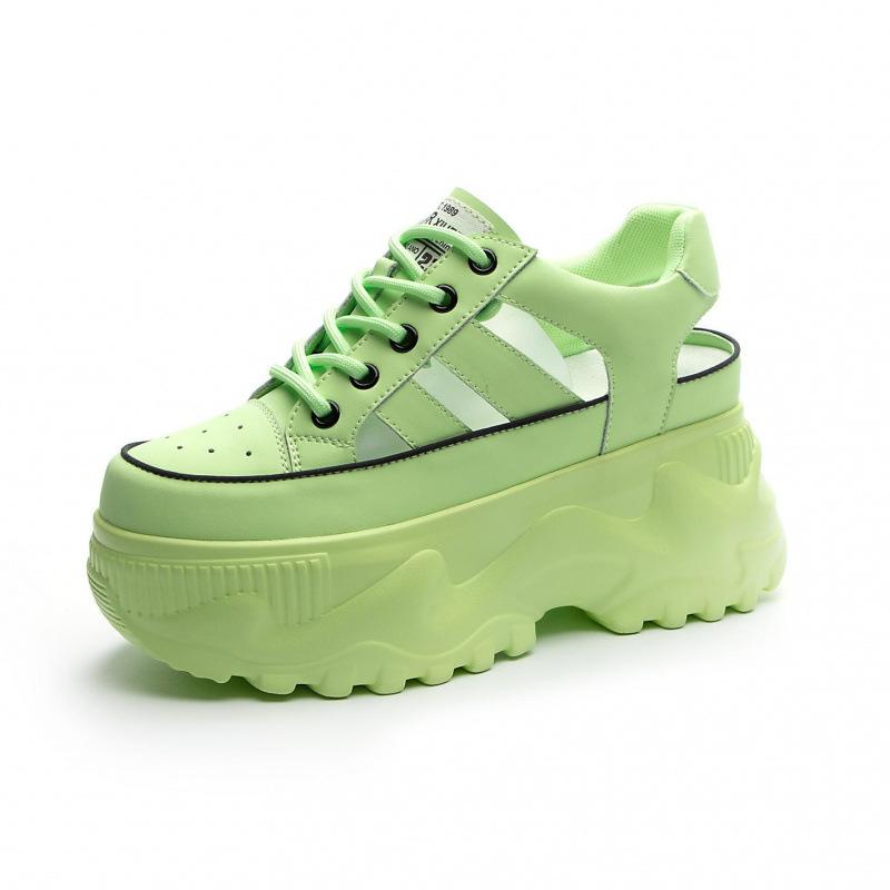 Damenschuhe mit runder Zehenpartie Mode Chunky Sneakers Damen Ballerinas Slipper Schlupfschuhe Super High Heels Plateau Vulkanisierte Schuhe 7.5CM 39 grün von Joom DACH