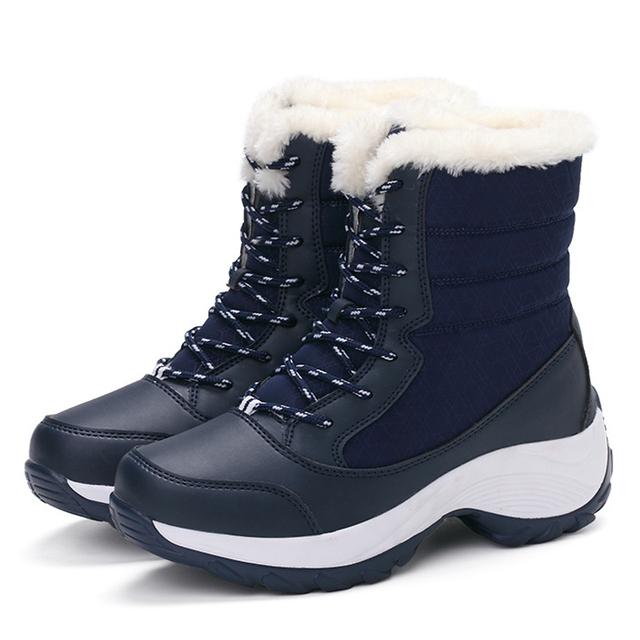 Damenstiefel, wasserdichte Winterschuhe, Damen-Schneestiefel, Plattform, warm halten, Knöchel-Winterstiefel 35 navy blau von Joom DACH