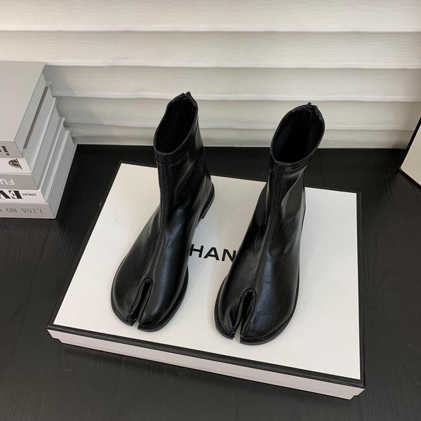 Damenstiefel Herbstschuhe Flacher Absatz Reißverschlussstiefel-Damen Luxus Designer Runde Zehen Low Rock Leder Gummi Mode Basic Ret 39 von Joom DACH