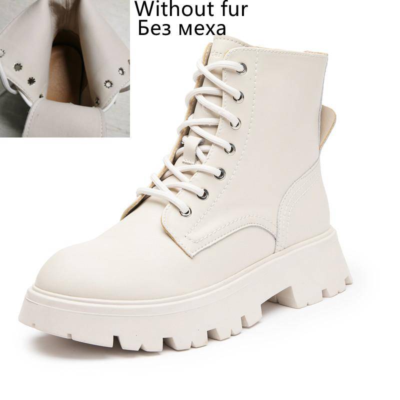 Damenstiefel aus echtem Leder, Herbst-Schnür-Motorradstiefel, Damen im britischen Stil, geeignet für Damen-Stiefeletten im Frühling, Herbst und Winter 39 von Joom DACH