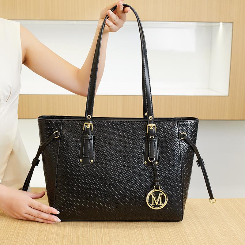 Damentasche Trend Lässige Schultertasche Splicing Achseltasche Große Kapazität Damentasche Bucket Handtasche schwarz von Joom DACH