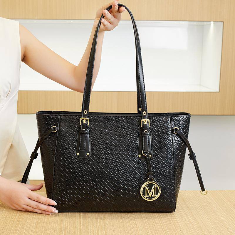 Damentasche Trend Lässige Schultertasche Splicing Achseltasche Große Kapazität Damentasche Bucket Handtasche schwarz von Joom DACH