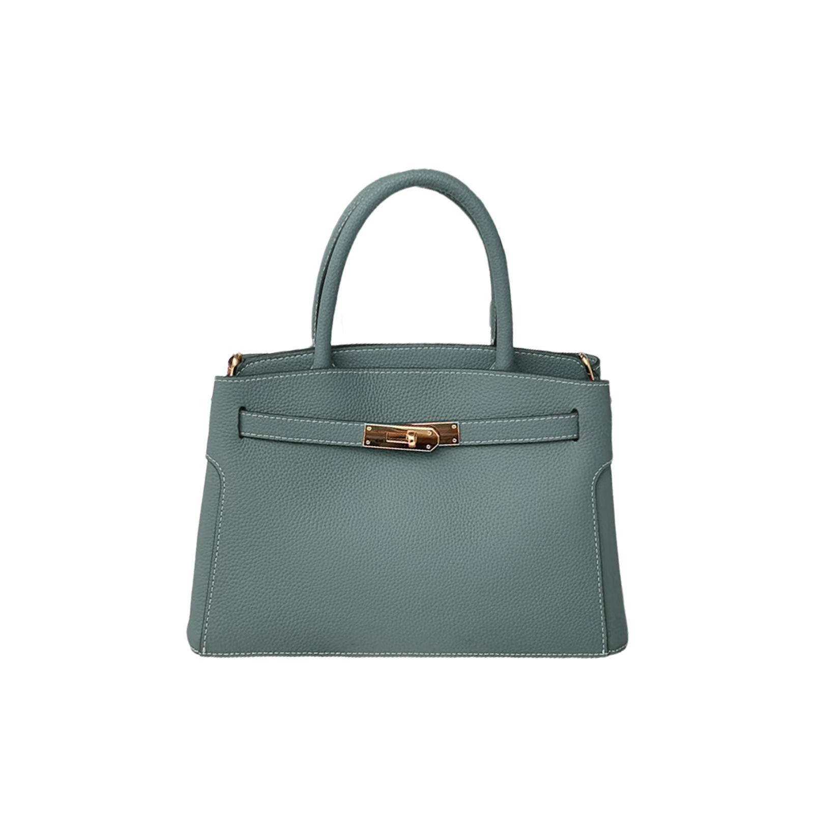 Damentasche aus vollnarbigem Leder, Frühlings-Einzelschultertasche aus hochwertigem strukturiertem Leder für Damen, Platintasche 21*12*20cm grün von Joom DACH