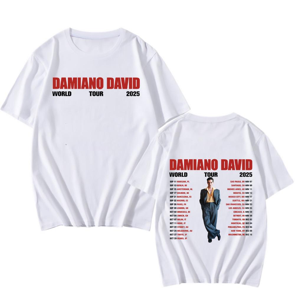 Damiano David T-Shirts Damiano David Welttour 2025 T-Shirt Neues Design Damen Herren T-Shirts Hochwertige Baumwolle Kurzarm Tops XL weiß Damiano David T-Shirts Damiano David Welttour 2025 T-Shirt Neues Design Damen Herren T-Shirts Hochwertige Baumwolle Kurzarm Tops XL weiß von Joom DACH