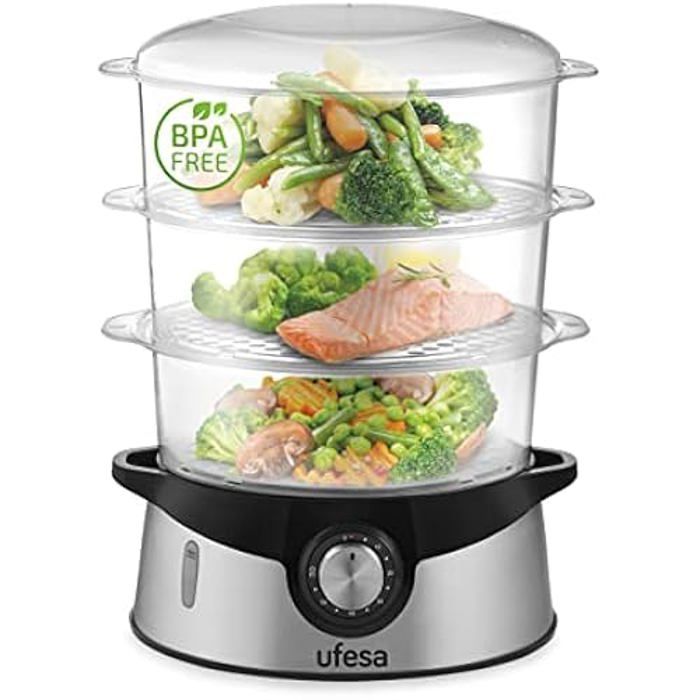 Dampfgarer - UFESA - CV4000 - 800W - 3 Einsätze - Fassungsvermögen 9L von Joom DACH