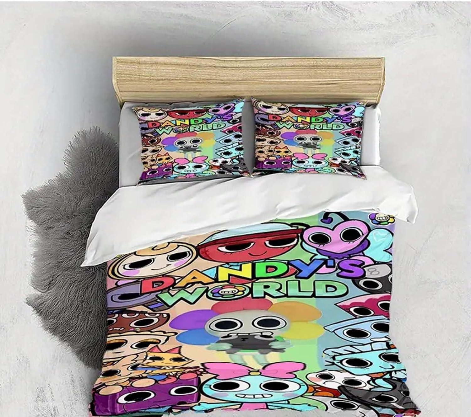 Dandy's World Bettwäsche-Set Cartoon Spiel 3D-Druck Bettbezug-Set mit Kissenbezügen Weiche Bettwäsche Junge Mädchen Kinder Geburtstagsgeschenk Eusingle2pcs135x200 von Joom DACH
