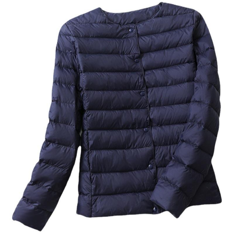 Daunenjacke Damen Leicht und Dünn Kurz Rundhals Langärmlig Koreanische Version Große Größe Slim V-Ausschnitt Jacke 3XL von Joom DACH