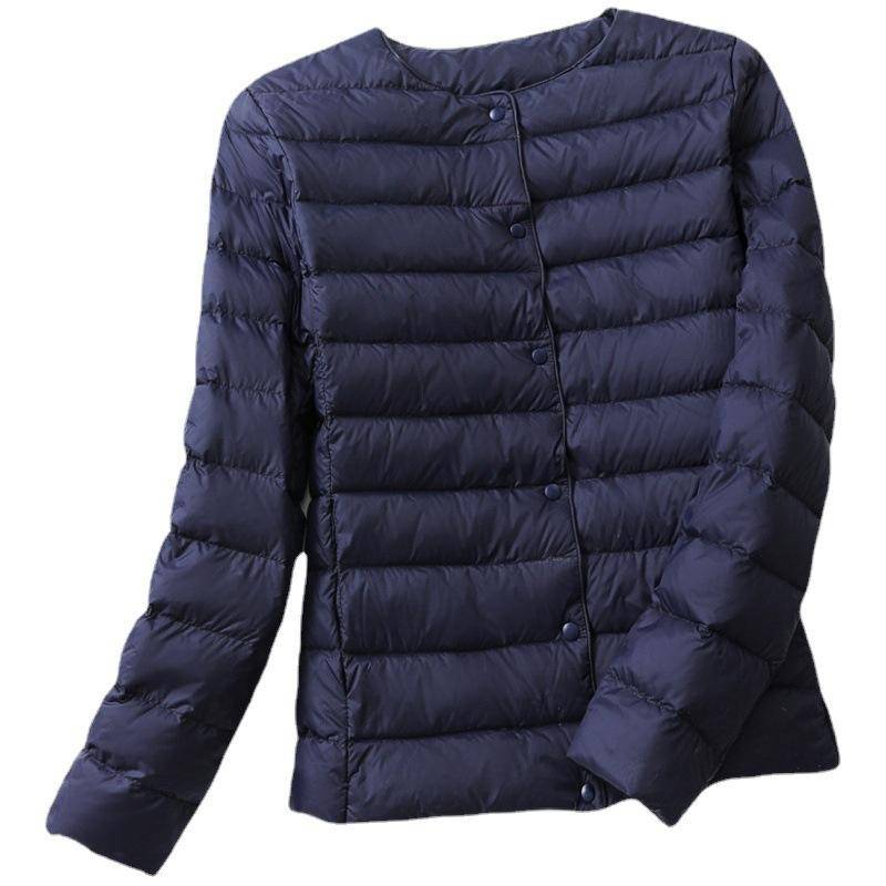 Daunenjacke Damen Leicht und Dünn Kurz Rundhals Langärmlig Koreanische Version Große Größe Slim V-Ausschnitt Jacke 3XL von Joom DACH