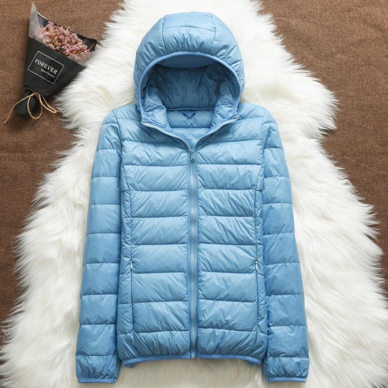 Daunenjacke Damen Mantel Herbst Winter Jacken für warme Steppparka Damen und leichte Damen Ultraleichte Kapuze M himmelblaue von Joom DACH