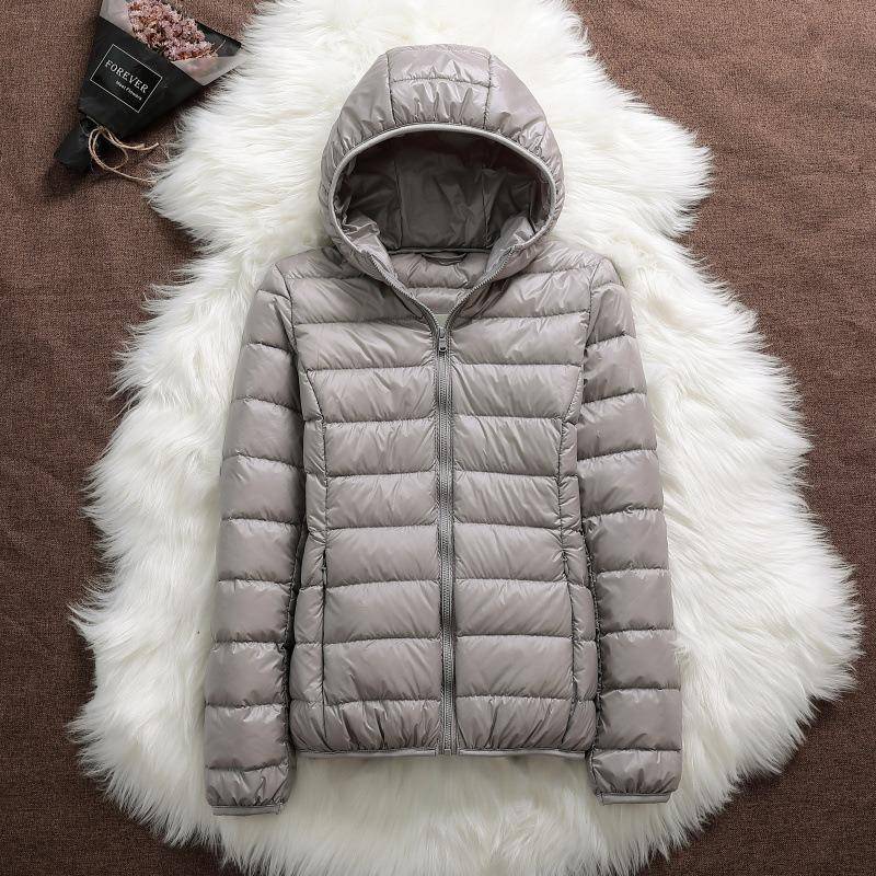 Daunenjacke Damen Mantel Herbst Winter Jacken für warme Steppparka Damen und leichte Damen Ultraleichte Kapuze XXXXXL grau von Joom DACH