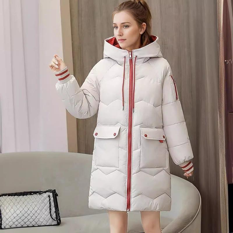 Daunenjacke Damen Mittellanger lockerer Wintermantel im koreanischen Stil Verdickte Baumwolljacke Brotmantel Baumwolljacke Trendy 3XL weiß von Joom DACH