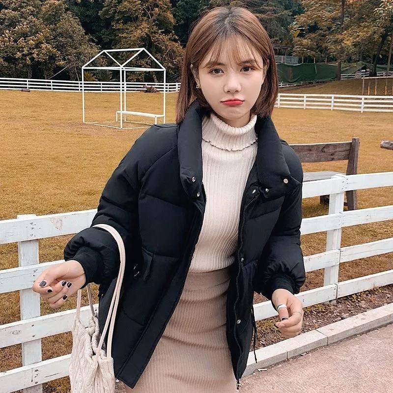 Daunenjacke Damen Winter Studenten Kurzer Absatz Brot Kleidung Baumwolljacke Locker Baumwollmantel Mantel S schwarz von Joom DACH