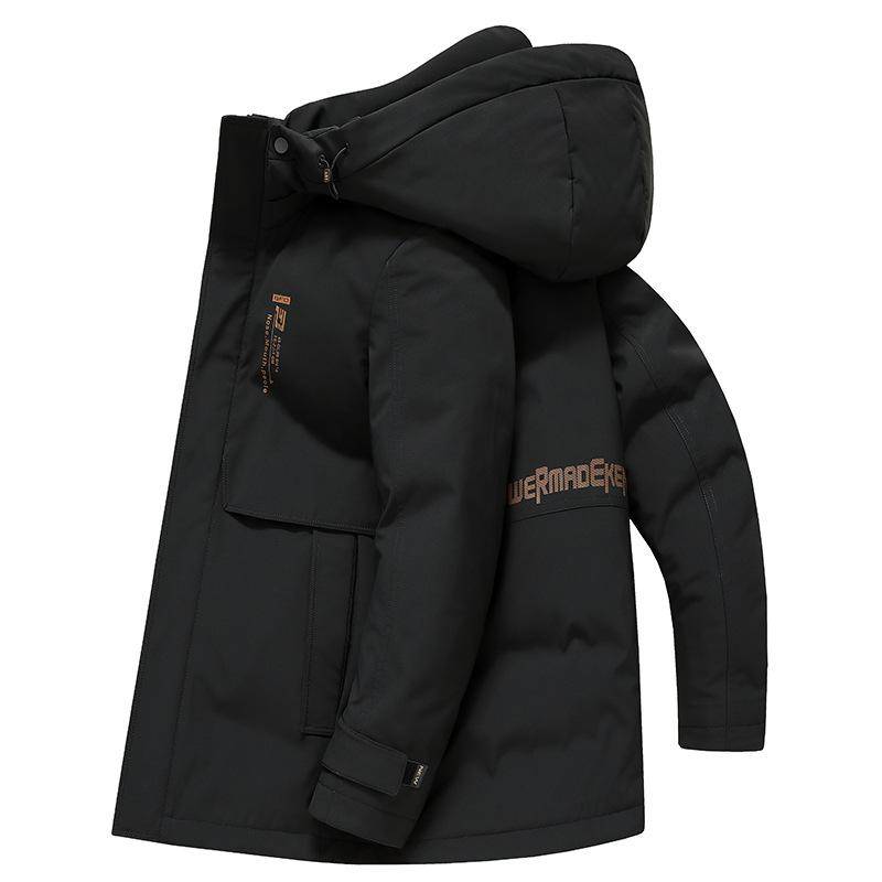 Daunenjacke Herren Business Abnehmbares Innenfutter Live Face Mittellang Kapuze Daunenjacke Verdickt und Warm 4XL von Joom DACH