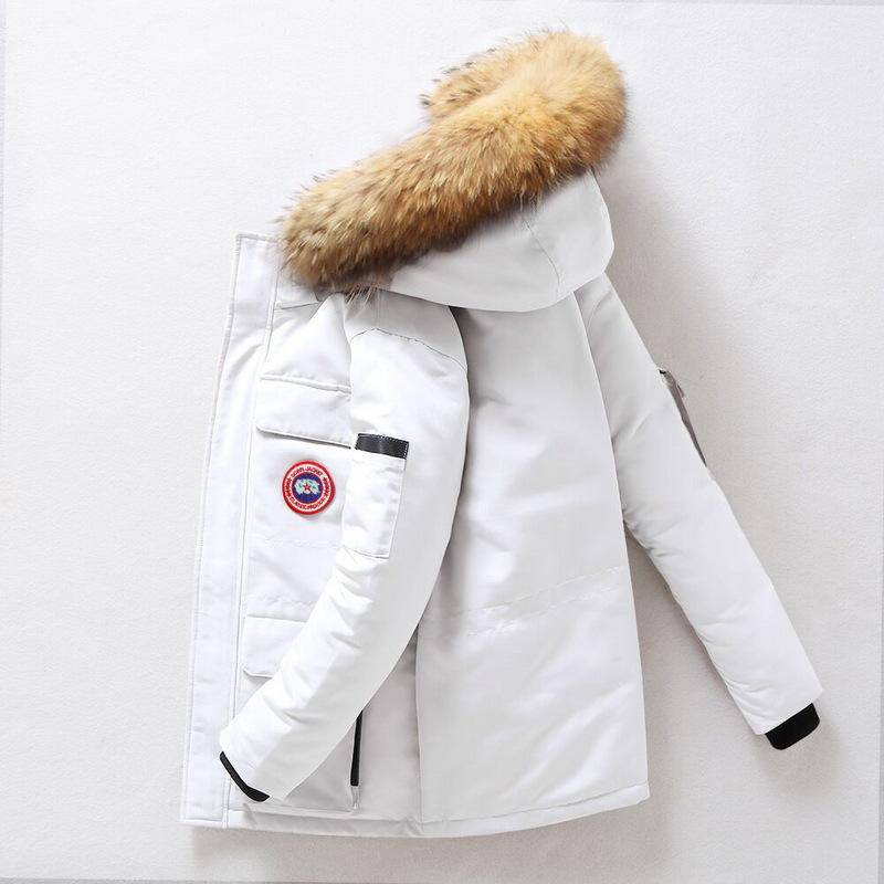 Daunenjacke Herren Winter Minimalistisch Einfarbig Pelzkragen Mit Kapuze Warm Parka Lässig Bequem Weiß Entendaunenmantel Männlich S weiß von Joom DACH