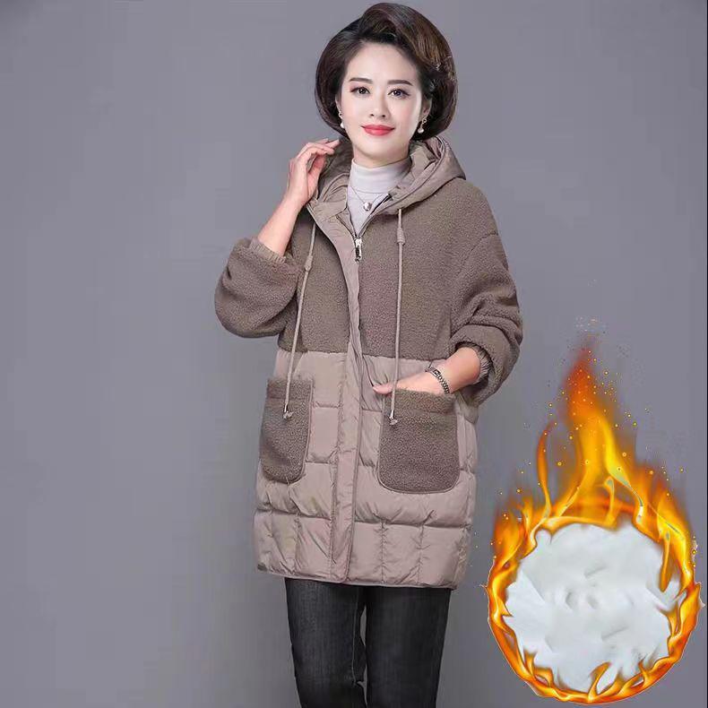 Daunenjacke für Frauen mittleren Alters und ältere Mütter Herbst und Winter Mittellanger Baumwollmantel Große Größe Verdickte gepolsterte Jacken im Westernstil 3XL von Joom DACH