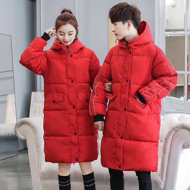 Daunenjacke für Liebespaare, Herren, mit Seide und Baumwolle gefütterte Mäntel, dicke, warme Winterjacke für Damen, Geschenk für die andere Hälfte der Liebe L rot von Joom DACH