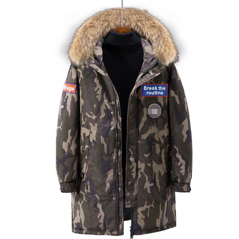 Daunenjacke für junge Männer, mittellang und lang, dicke Winterjacke mit Kapuze in großer Größe 2XL von Joom DACH