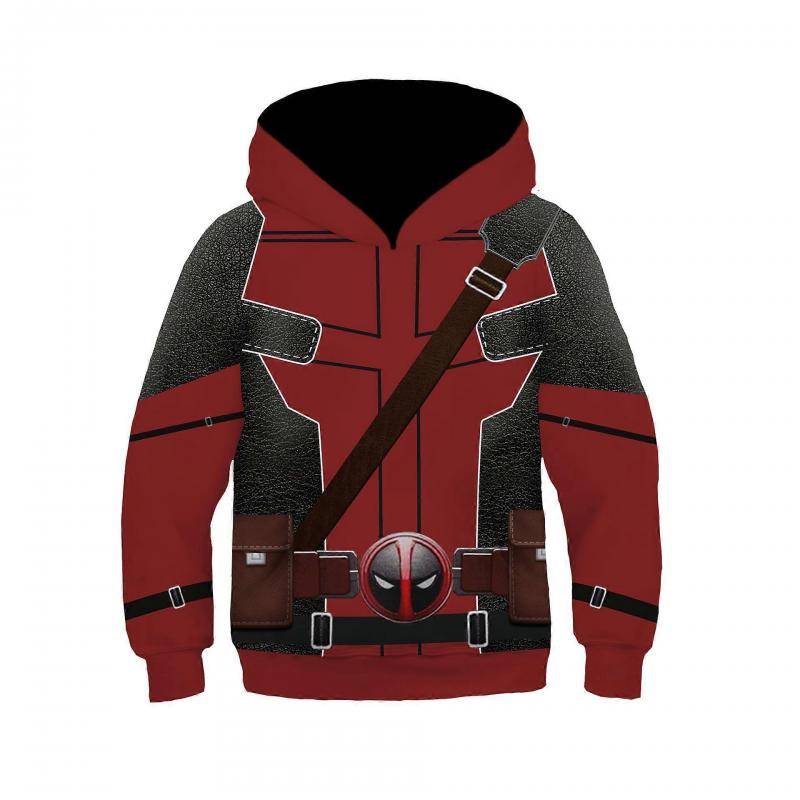 Deadpool 3D Hoodie für Kinder, Superhelden-Anime-Pullover, Bequeme Atmungsaktive Sweatshirt-Tops M dunkelrote von Joom DACH