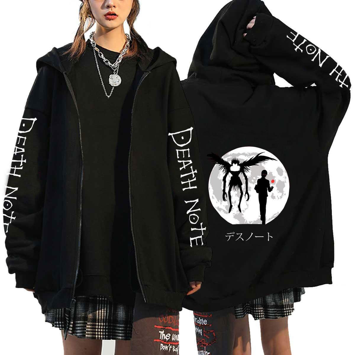 Death Note Harajuku Anime Reißverschluss Mäntel Hoodies Herren Jacken Lässige Lose Kapuze Reißverschluss Manga L Lawliet Print Tops Sweatshirt Unisex Paar Streetwear S von Joom DACH