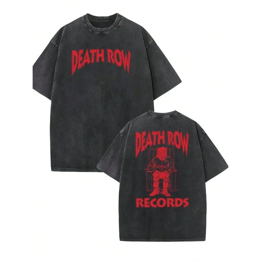 Death Row Records Rotes Vintage Kurzarm-T-Shirt Für Männer Frauen Street Herren T-Shirt Lässig Gewaschene Baumwolle Oberteile Kleidung L von Joom DACH