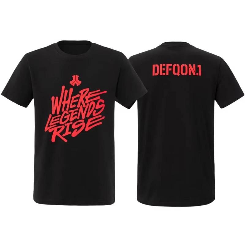 Defqon 1 Where Legends Rise T-Shirt Herren Damen Kurzarm T-Shirts Retro Hip Hop Streetwear Marke Tops Sommer Herrenbekleidung#Farbe(1) XXXXXL schwarz von Joom DACH