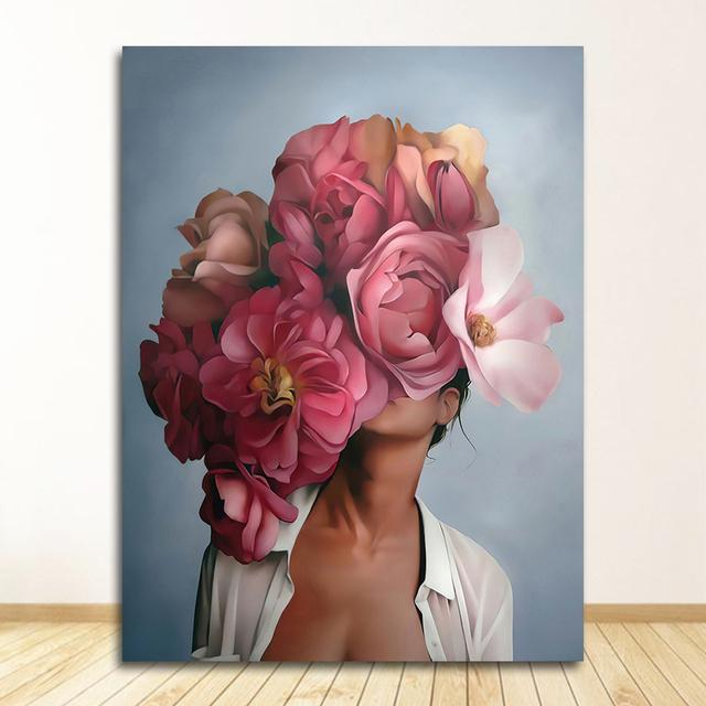Dekorative Malerei Wohnzimmer Dekoration Blumen Federn Frau Abstrakte Leinwand Malerei Wand Kunstdruck Poster Bild Kein Rahmen 50*70cm von Joom DACH