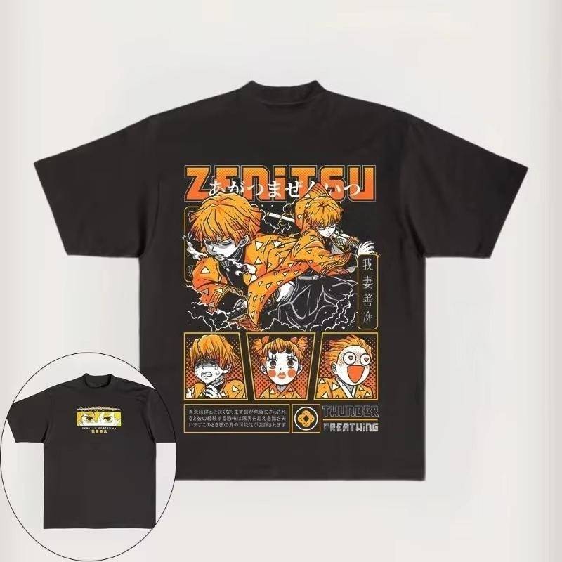 Demon Slayer 2025 Sommer Herren Baumwoll-T-Shirt Anime Aufdruck Streetwear Version Lässig Täglich Herbst und Winter Unterwäsche XL von Joom DACH