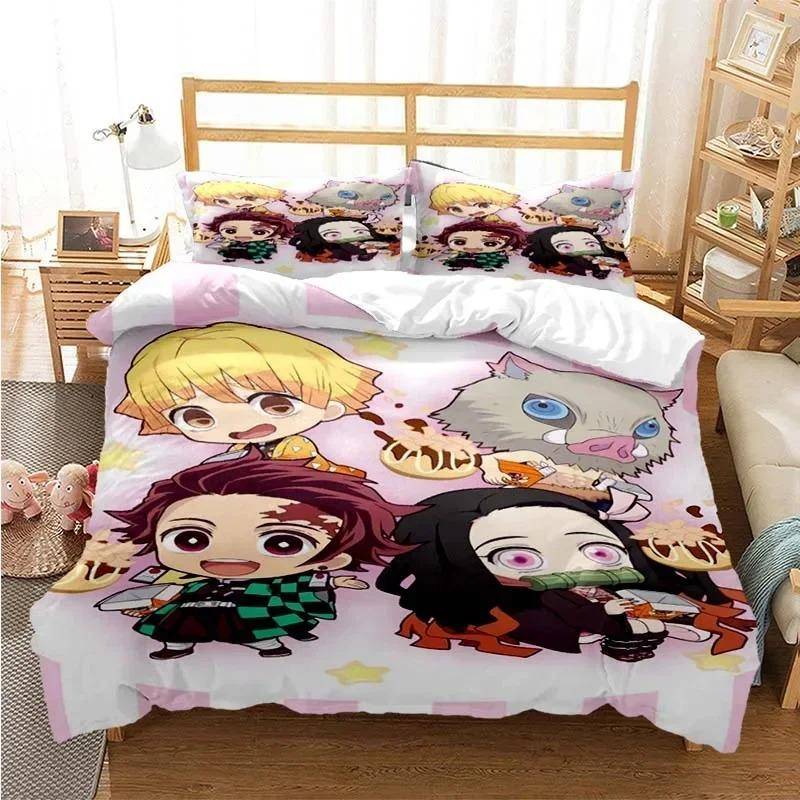 Demon Slayer Bettwäsche-Set Kamado Nezuko Bettbezug-Set Tagesdecke Kissenbezug King Queen Full Single Größe Bettwäsche Kinder Teenager Geschenk 70x133cm 2pcs von Joom DACH